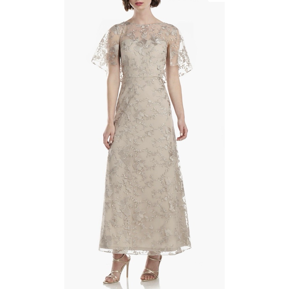 JS Collections Marguerite Floral Embroidered Lace A-Line Gown Size 10